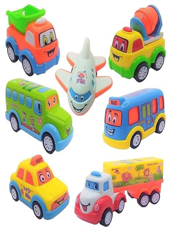 HCN Fun Auto Unbreakable Car Set Pull Back Transport Vehicles Push and Go Crawling Toy for Kids & Children, Power Friction Cars Pull Back for 2+ Years Boys Girls Plastic (Multicolor) (5 PCS) - Image 1